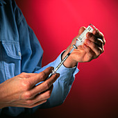 Human insulin: filling syringe with Human Mixtard