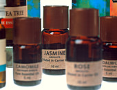 Bottles containing aromatherapy oils