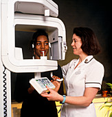 Patient undergoing dental X-ray