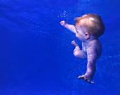 Baby swimming underwater