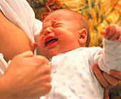 Breast-feeding: baby's crying causes milk flow