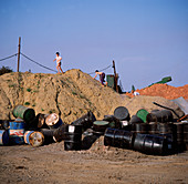 Children at toxic waste dump