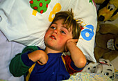 Boy,aged 3,suffering from earache
