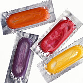 Packaged condoms