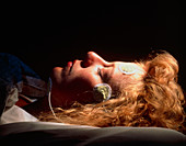 Sleep research: electrodes on patient's head