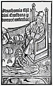 14th C. woodcut showing student at dissection
