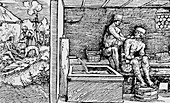 Woodcut of leprosy in medieval times