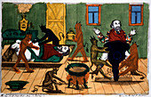 Obese man with demons,19th century
