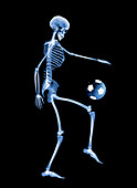 Skeleton playing football