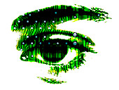 Computer art of eye with circuit board components
