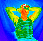 Thermogram of a man sunbathing
