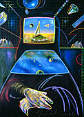 Abstract artwork of a computer age Mona Lisa