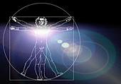 Vitruvian man with flare in chest