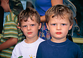 Identical twin boys aged 4 years