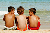 Children sunbathing