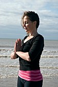 Woman performing yoga exercise