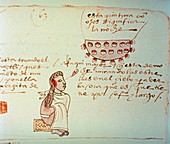 Old document showing an Aztec astronomer