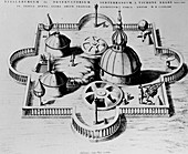 Artwork of Tycho Brahe's Stjerneborg Observatory