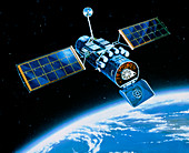 Artist's impression of AXAF satellite in orbit