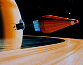 Saturn exploration probe with SP-100 reactor