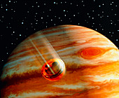 Galileo's Jupiter probe speeding toward the planet