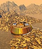 Huygens probe on the surface of Titan