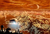 Airship exploring Titan