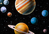 Artwork of the solar system planets