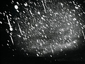 Time exposure photo of Leonid meteor shower,1966