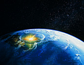Artist's impression of asteroid stiking Earth