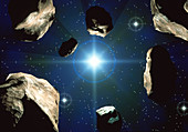 Asteroids orbiting the Sun