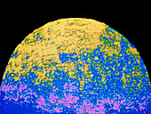 Coloured Mariner 10 mosaic of planet Mercury