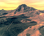 Coloured 3D perspective view of Maat Mons,Venus