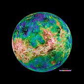 Venus radar map,180 degrees east