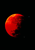 Total lunar eclipse,showing moon glowing red