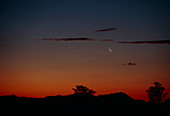 Crescent moon and Venus after sunset