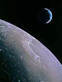 Illustration of Earthrise seen from Lunar orbit