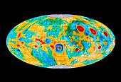 Gravity anomaly map of moon