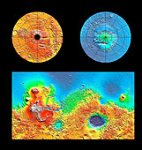 3-D image of the global topography of Mars