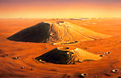 Illustration of volcanoes on Mars