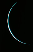 Voyager 2 image of a crescent Uranus