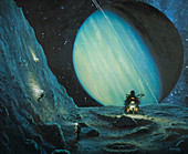 Exploring cliffs on Uranian moon Miranda