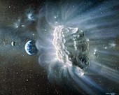 Artwork of comet approaching Earth