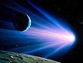 Artwork of a comet passing Earth