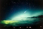 Comet Hale-Bopp and aurora borealis