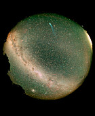 Fisheye view showing comet Hyakutake & Milky Way