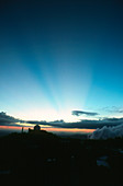 Sunbeams from setting sun,Kitt Peak observatory