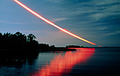 Time exposure of a Sun trail at sunset
