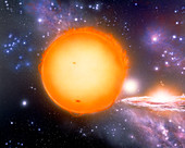 Artist's impression of the evolution of the sun