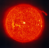 SOHO image of the sun with a solar flare